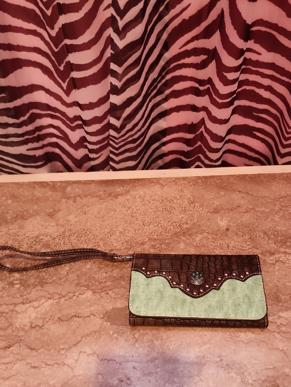 Women's Mint and Brown Wristlet Wallet - Unbranded